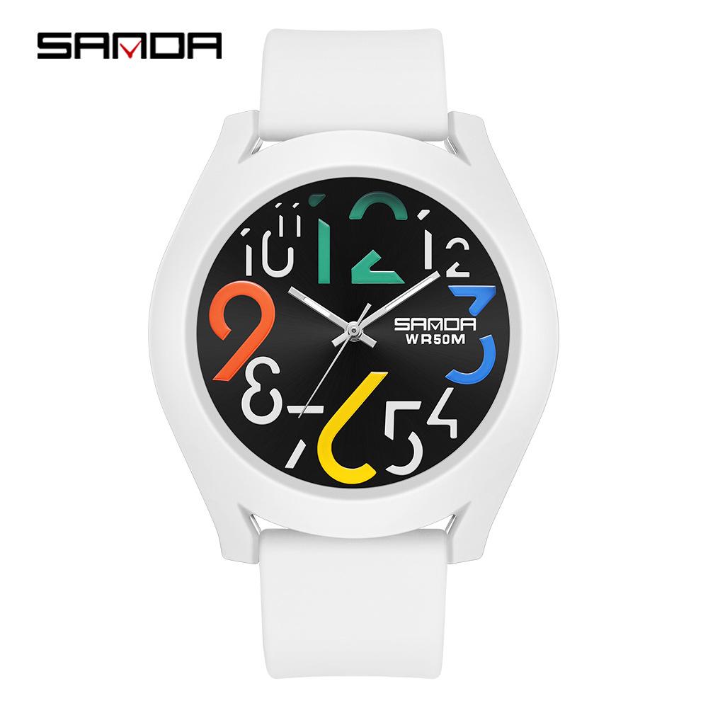 Sanda 9021 Silicone Bezel Quartz Watch: Unisex Digital Fashion Wristwatch