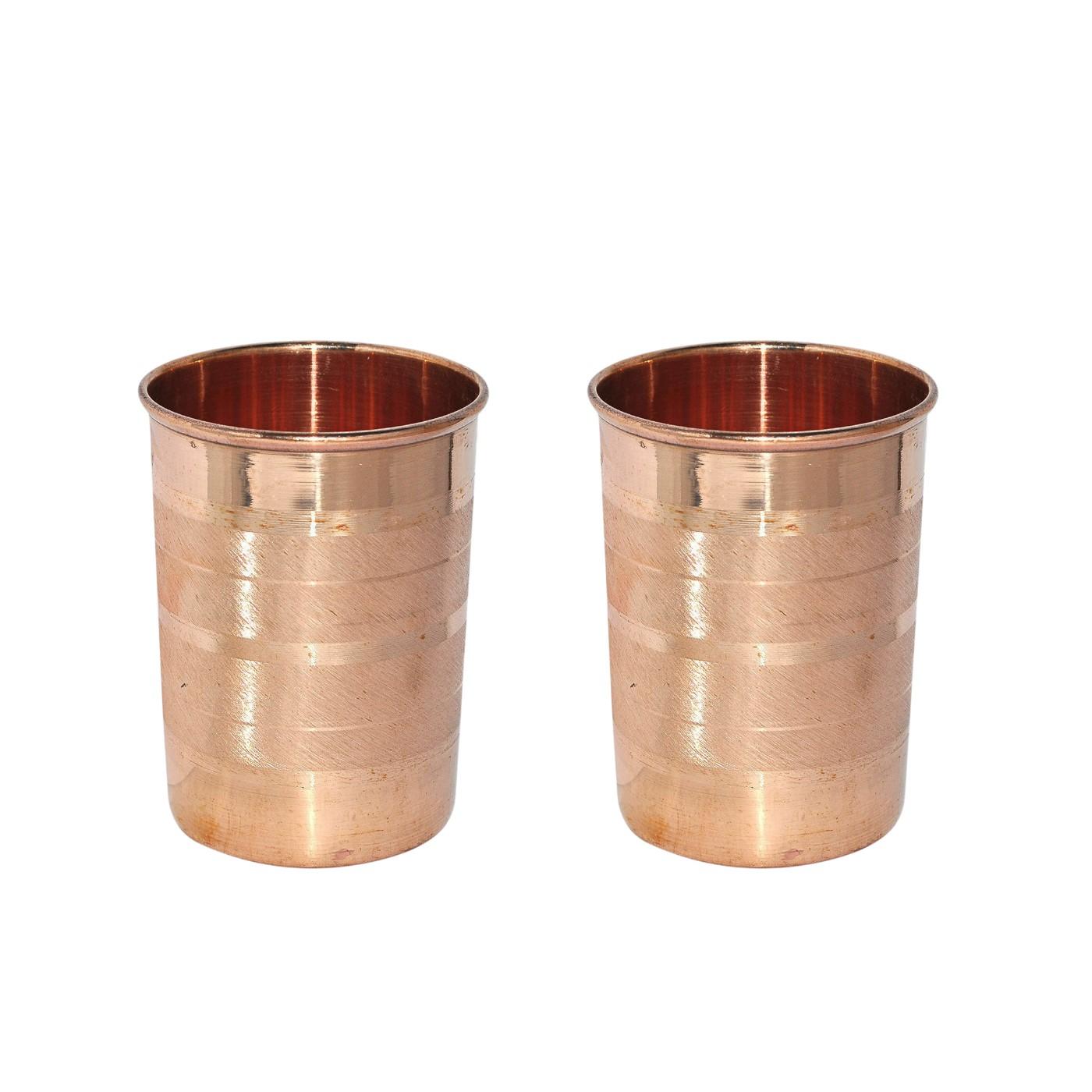 

Набор из 2 чашек из чистой меди для питьевой воды, стакан-тумблер для здоровья по Аюрведе