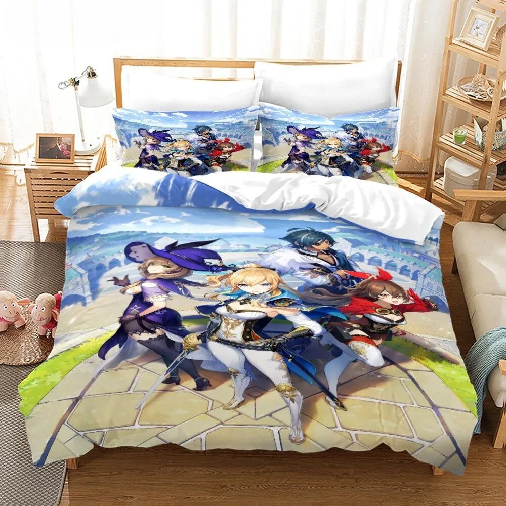 Anime character,Microfibre Bedding Sets,Children's BirthdayGift  with Zip Room Decor Duvet Cover for Teenagers Adult Purple