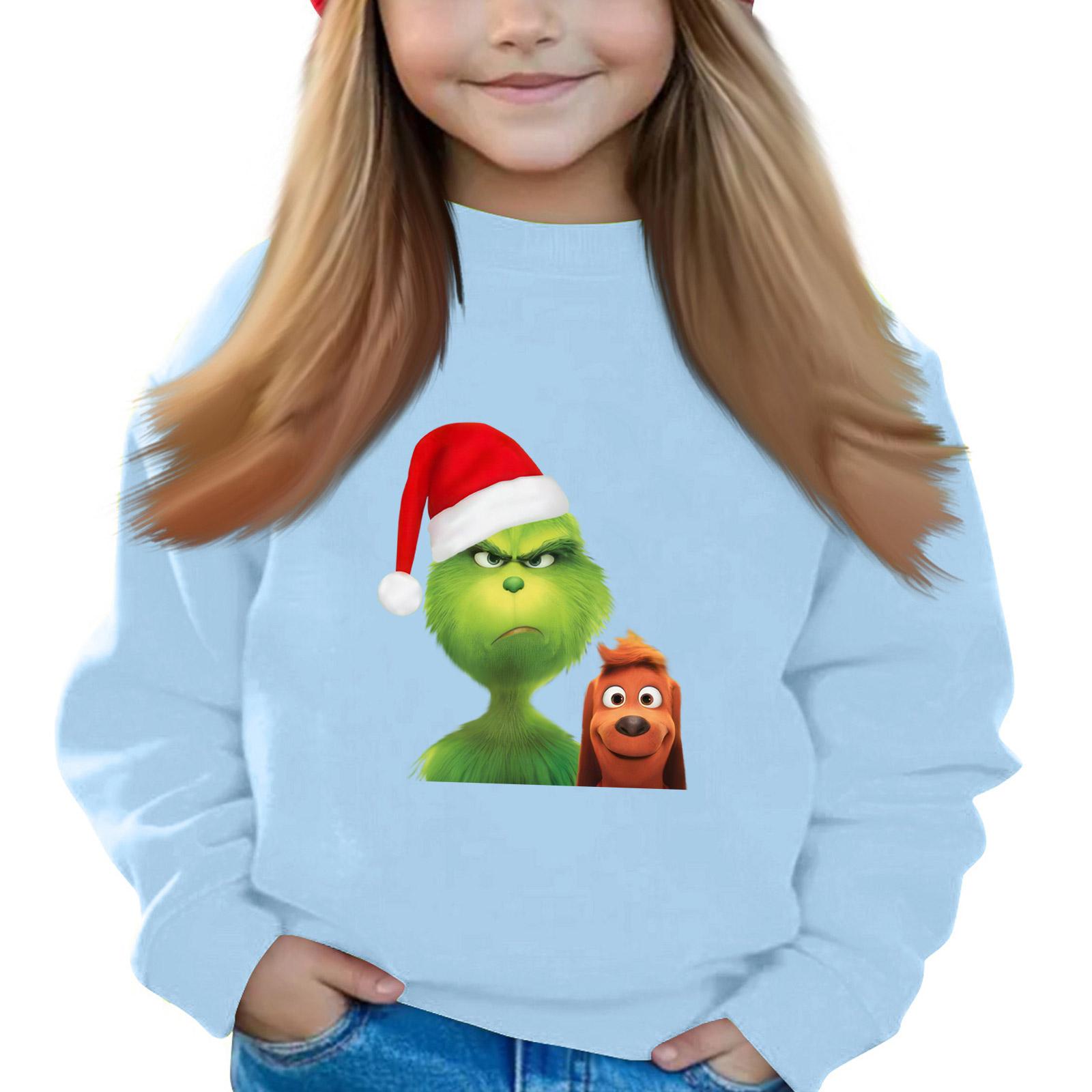 

Рождественские пуловеры с круглым вырезом для девочек, детские топы с принтом 100