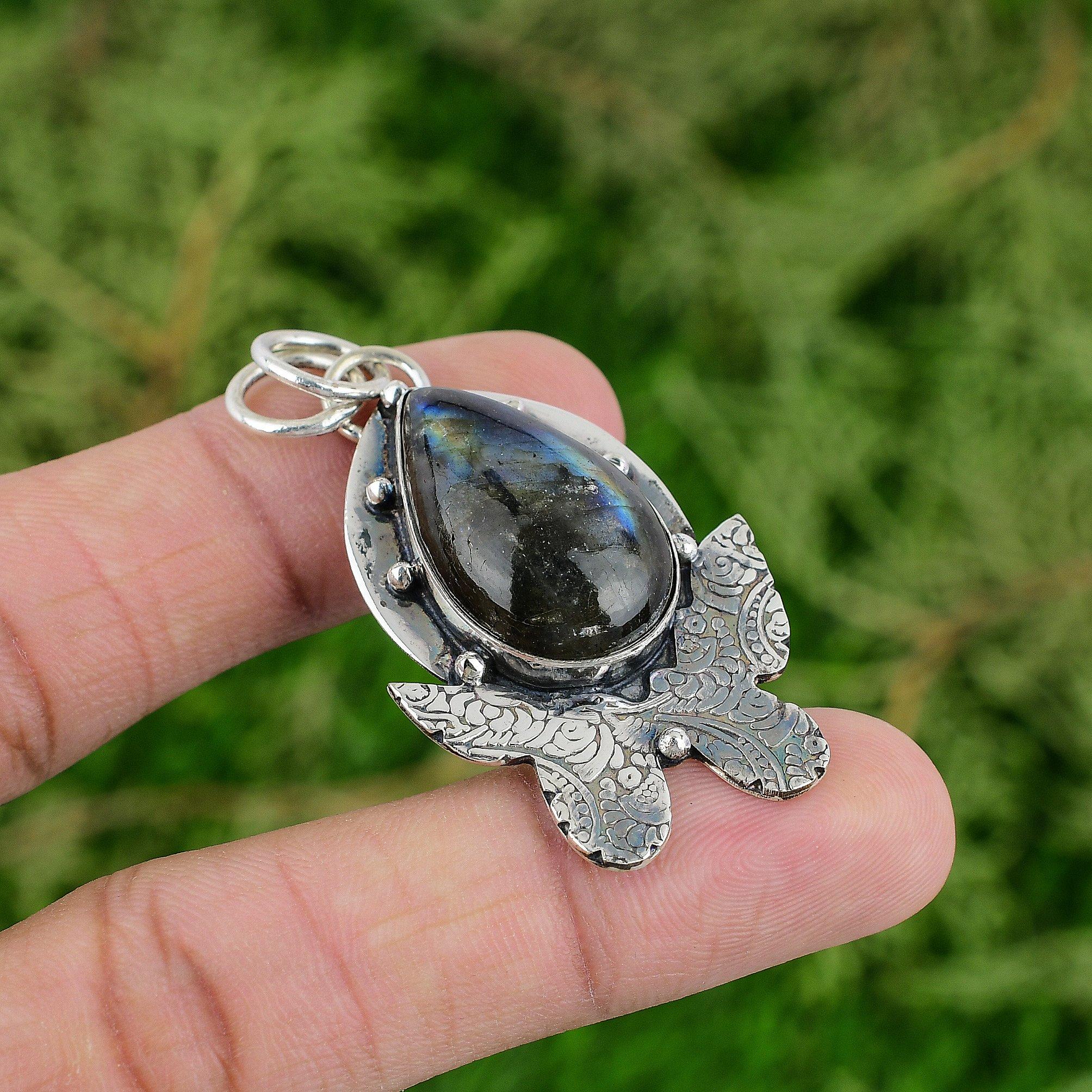 

Labradorite Pendant Natural Gemstone Pendant 925 Sterling Silver Pendant Handmade Pendant Silver Jewelry For Gifts
