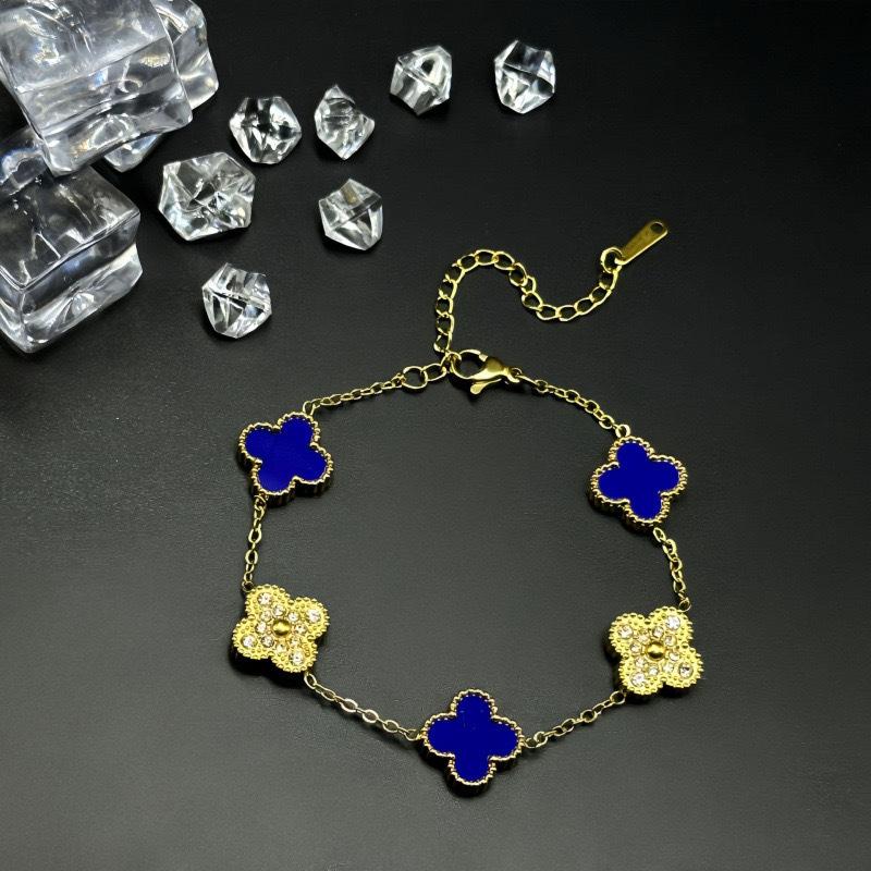 15mm Hochwertiges Fünf-Blüten-Vierblattklee-Armband für Damen Modisches 18K Nicht-verblassendes Damenarmband