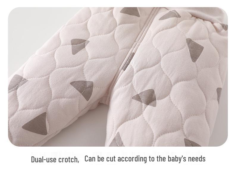 Baby Cotton-Padded Quilted Two-Piece Set with High-Waisted Belly Protection for Autumn/Winter