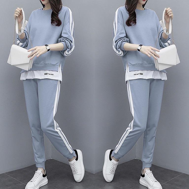 Chándal de primavera y otoño para mujer, conjunto de 2 piezas, jersey, Top, pantalones largos, traje deportivo, talla grande