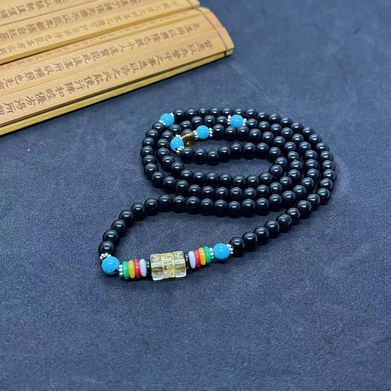 108 Bead Multi-Turn Buddhist Mantra Bracelet for Men and Women - Imitation White Jade Rosary