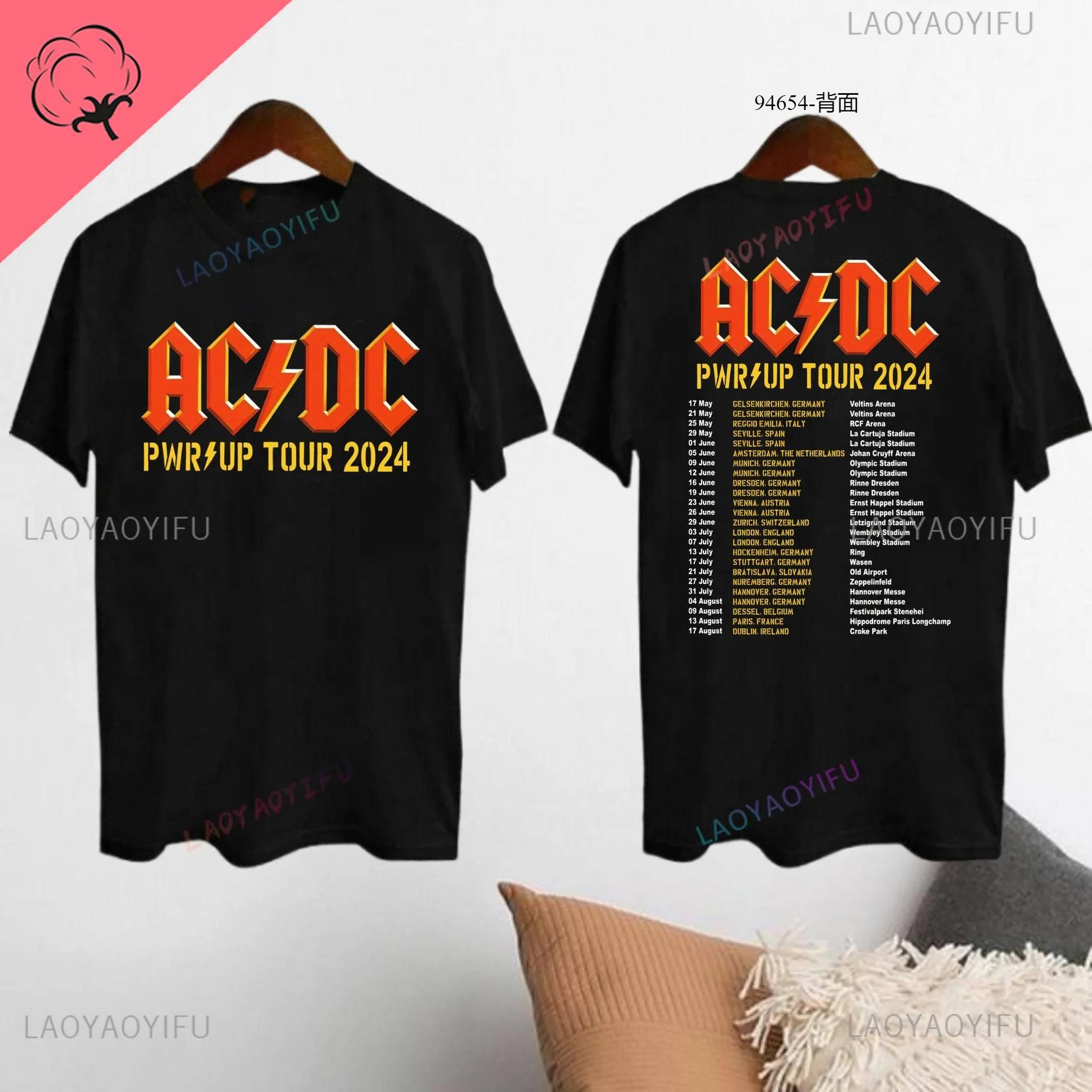 

2024 AC-DC Band 51 Years Rare Vintage T-shirt Those about To Rock Casual Lyrics Short Sleeve Unisex Top TOUR PWRUP Cotton Shirt S