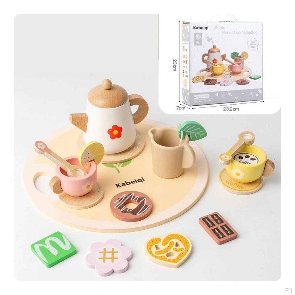 Wooden Pretend Tea Party Set ParentChild Interaction Simulated Design Role Play