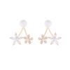 14K Real Gold Plating Korean  Fashion Jewelry Luxury Shiny Double Flower Pearl Earrings Exquisite Women's Daily Accessories