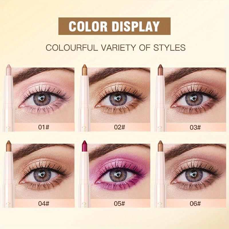 6 Farben Lidschattenstift, Matt Perlglanz Lidschattenstift Textmarker Konturenstift Aufhellender langanhaltender Lidschattenstift Augen-Make-up-Stift