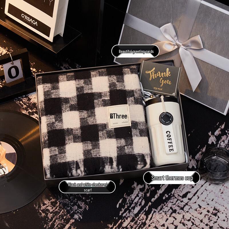 Men s Valentine s Day Insulated Bottle & Plaid Scarf Gift Set 09