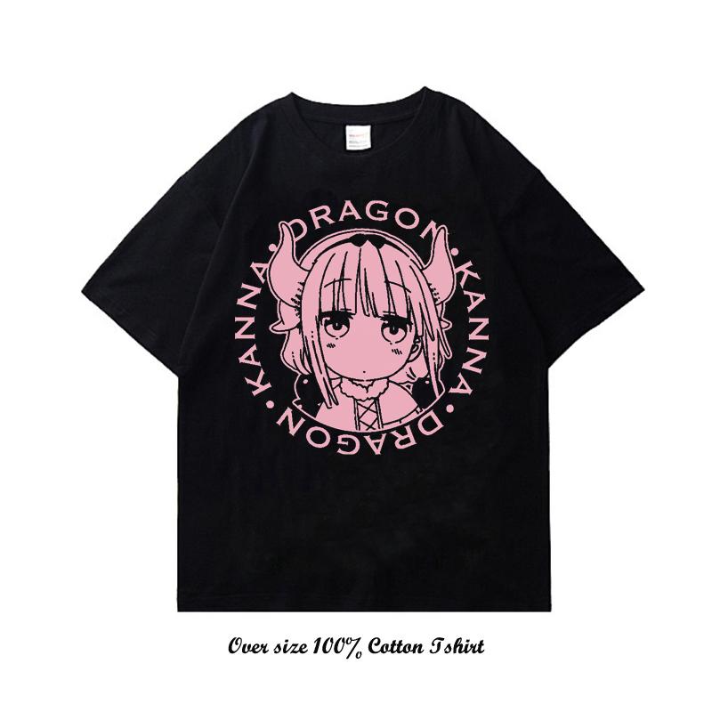 Anime Miss Kobayashis Dragon Maid Graphic Print T Shirt Fashion Plus Size Cotton Crew Neck Short Sleeve T Shirt Women Unisex