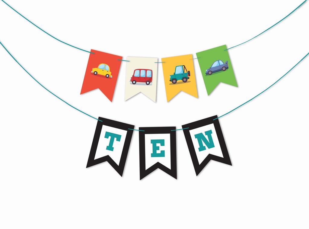 Inkdotpot Birthday Party Decorations Happy Birthday Party Garland Baby Boy Or Girl Car Gender Neutral Pennant Banner