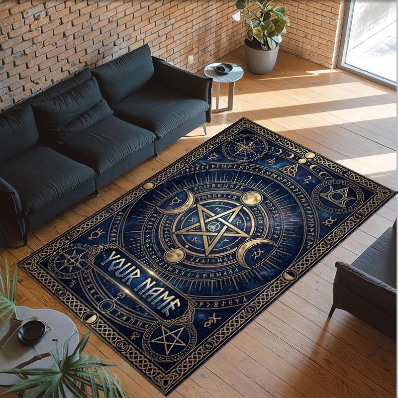 Fantasy Magic Theme Crystal Velvet Rug Personalized Custom Name Text Soft Floor Mat Home Decor