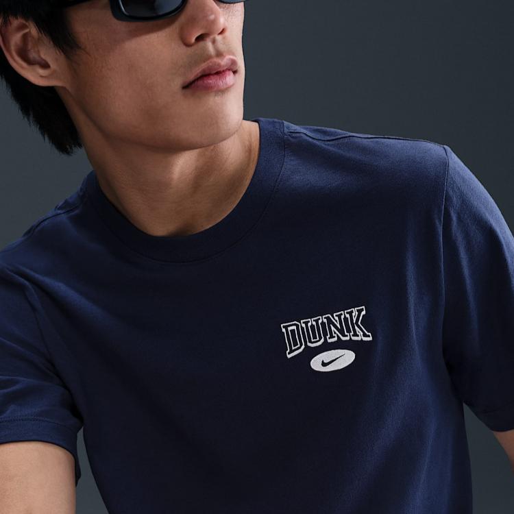 Nike Fashionable Minimalist Urban Versatile Short Sleeve T-Shirt Men Tops Navy-Blue HJ0773-410