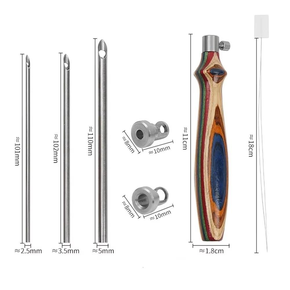 Wooden Handle Punch Needle Set 2.5mm/3.5mm/5mm Punch Stitching Kit  for Beginners