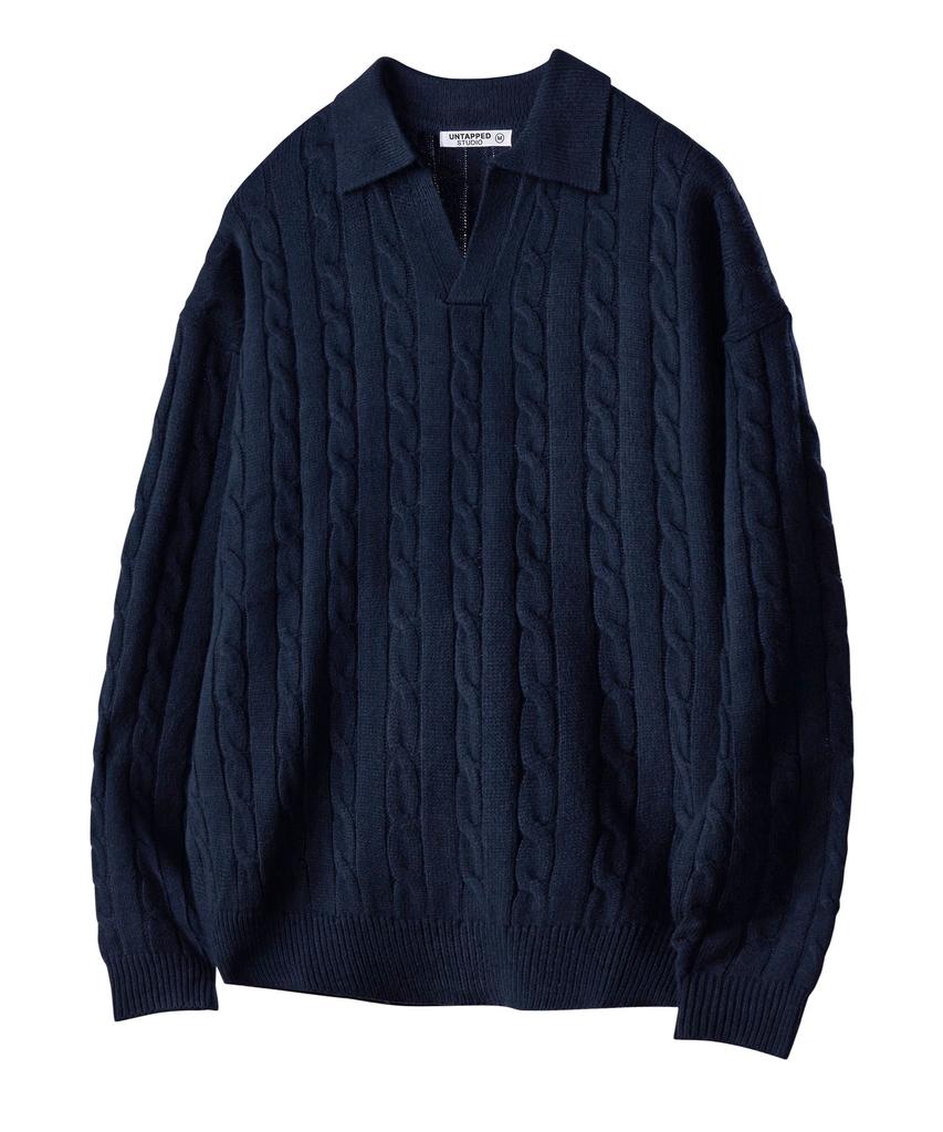 Untact Studio Oversized Cable Collar Knit 3 Colors