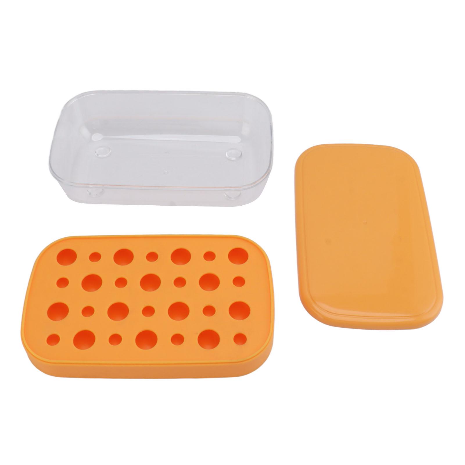

Reusable Flexible Ice Cube Maker Mold Easy Release Round Ice Cube Tray with Lid Bin Multi Layered Orange