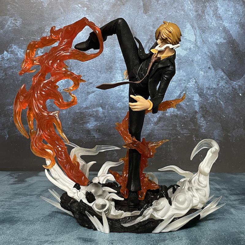 One Piece New 28.5CM Flame Wind Leg Stand, Kick Leg Black Foot Yamaharu Battle Model Ornament Handpiece Holiday Gift For Boys