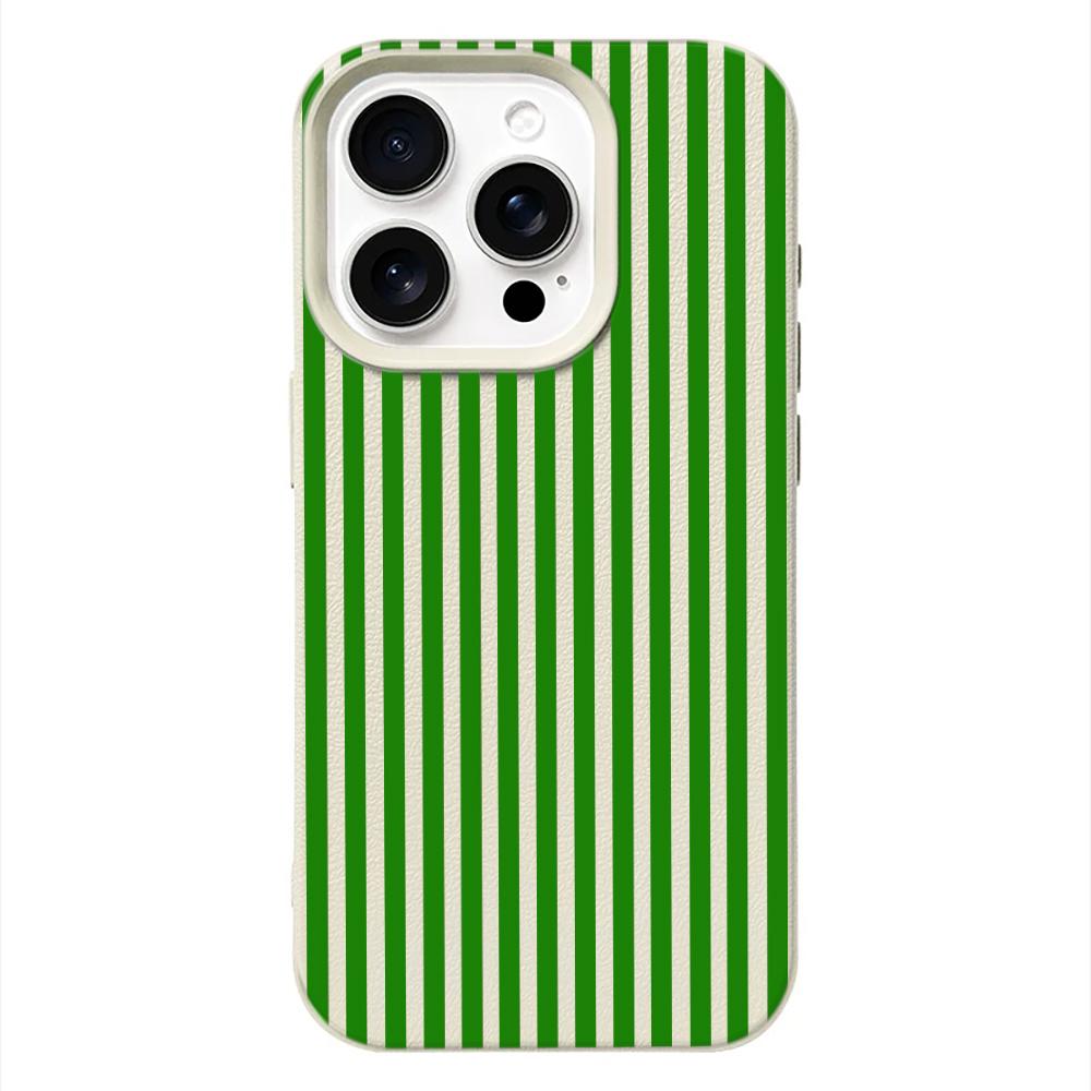 Green Black Stripe Shockproof Phone Case for iPhone 17 17E 16 15 14 13 12 11 Pro Max Y2K Stylish Durable Protective Cover