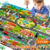 MORYTRADE Road Play Mat, Toy, Miniature Car Play, Map, Folding, 1.3m X 1m, 6+, Green Cityscape