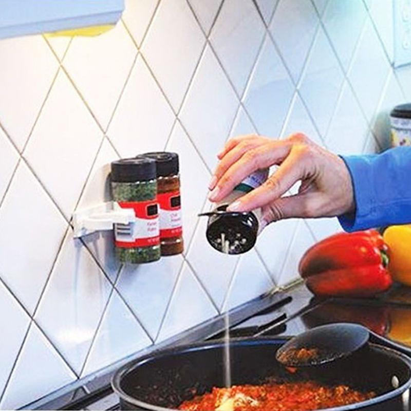 1/2/4 Layers Spice Rack Organizer Wall Cabinet Door Hanging Spice Jars Clip Hooks Set Storage Holder Gripper Kitchen Accessories