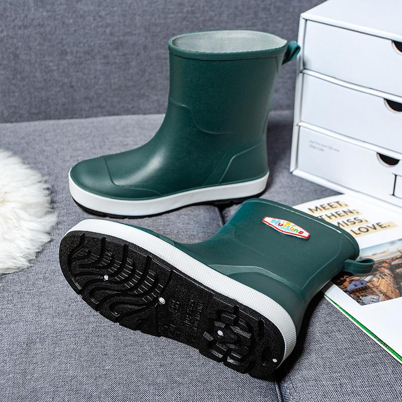 Fashion rain shoes women's trend short tube water shoes four seasons outside work shoes car wash low tube waterproof non-slip rubber shoes rain boots
