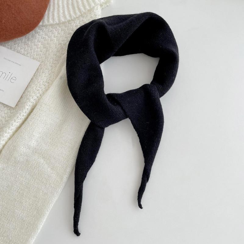 Sweet Knitted French Headscarf Warm Triangle Scarf Women's Korean Versatile Solid Small Shawl Scarf Neck Shoulder Protection