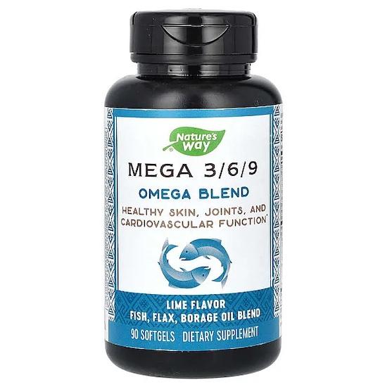 

Nature s Way- Mega 3-6-9, Omega Blend, Lime, 90 Softgels
