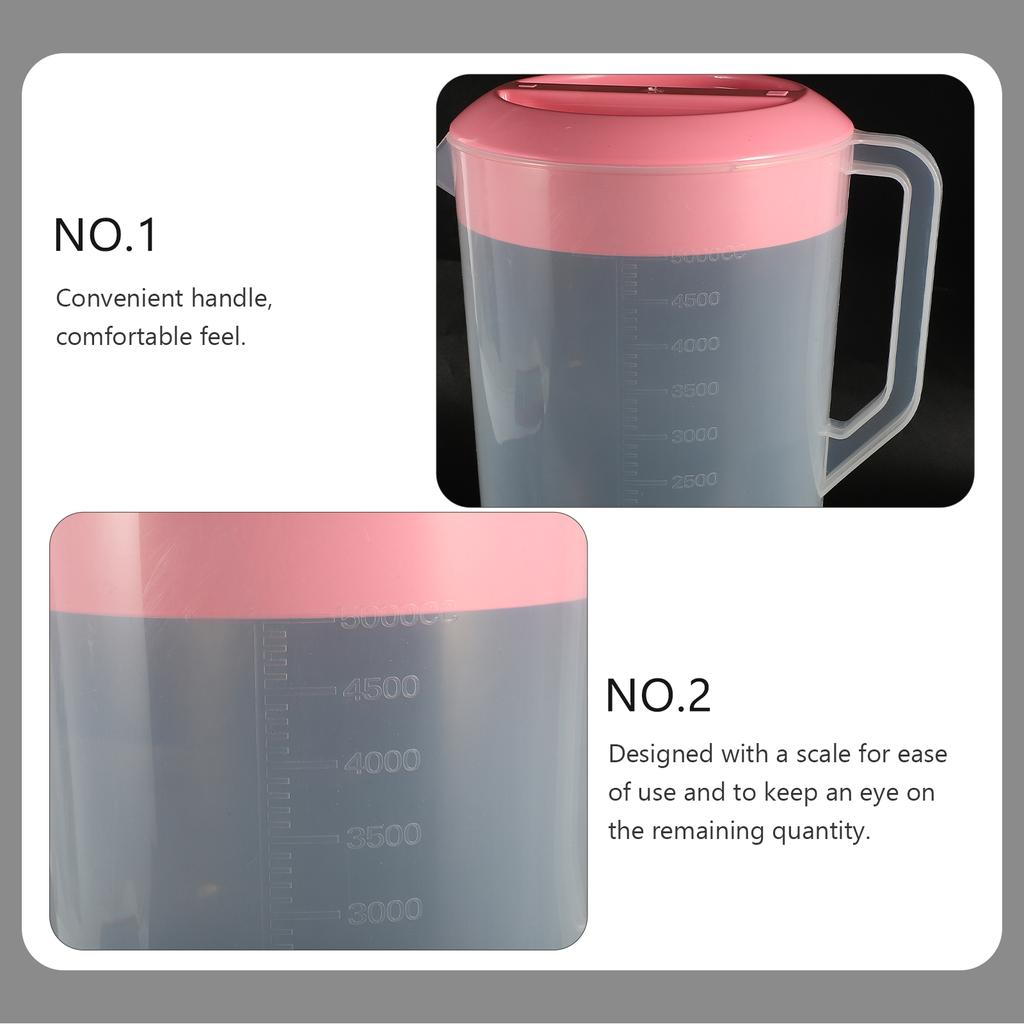 Measuring Kettle with Scale Beverage Storage Container with Lid Heat Resistant Cold Water Jug Plastic Juice Pitcher (2500ml Pink