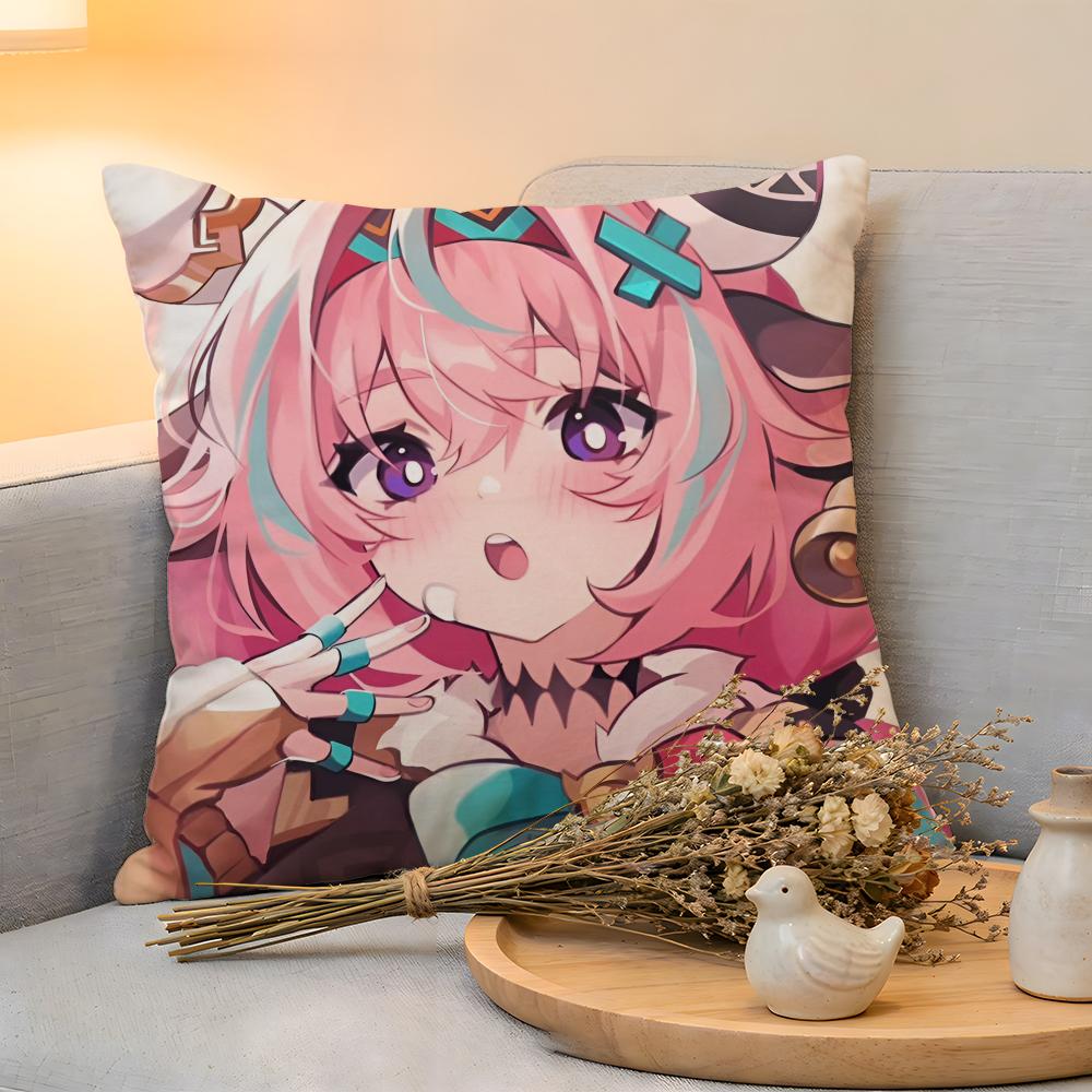 Cushion Cover  Linen  SkinFriendly Soft Decorative Case For Sofa Home Decor Hot Anime Genshin VVaresa Pillow cover