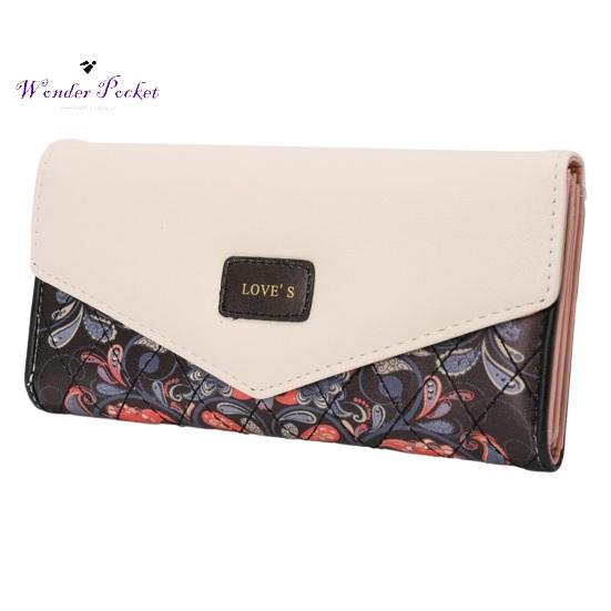 Portfel damski kształt koperty Vintage kwiat romb drukuj długi przenośny ze sztucznej skóry o dużej pojemności mocne szwy torebka damska dla dorosłych odzież erotyczna