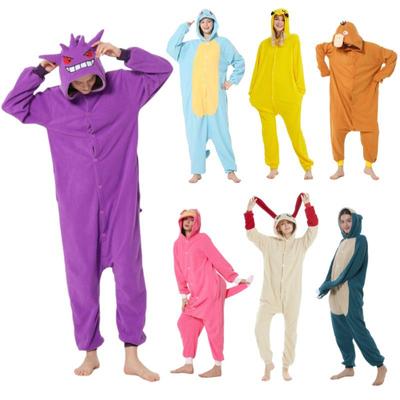 Fleece Halloween Cartoon Tier Onesie Pyjamas für Paare