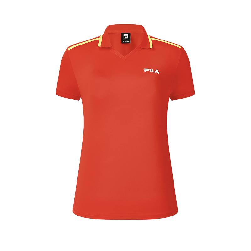 

New FILA Polo Shirts Women s National Flag Red Logo Standard Color A11W431113FRD 165/84A/M