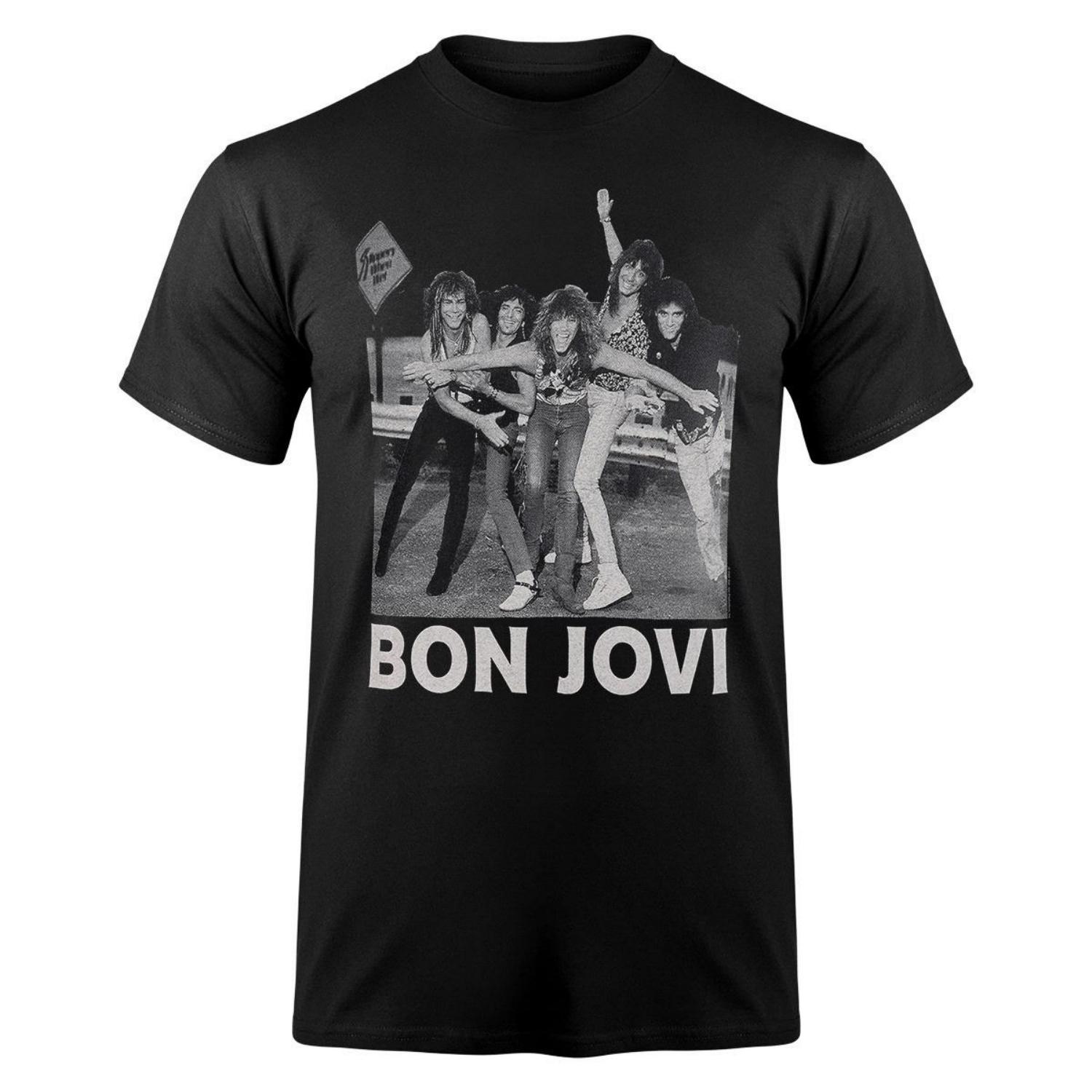 

ФОТОГРАФИЯ BON JOVI Футболка мужская и женская с коротким рукавом Ретро Хип-хоп Y2k Топы Тренд Брендовая футболка Лето Мужская уличная одежда S чёрный