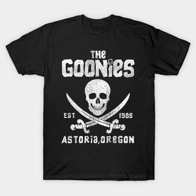 Asian Size Men Print T-shirt The Goonies Never Say Die Vintage No-Cut Heat Transfer Print Cotton Tshirt