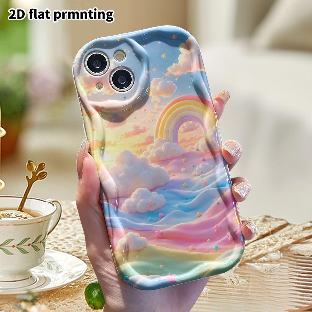 Phone Case: 2D Flat Design Suitable for iPhone 18 17 16 15 14 13 Pro Protective Case, Dreamy Sky, Perfect Christmas and Halloween Holiday Gift