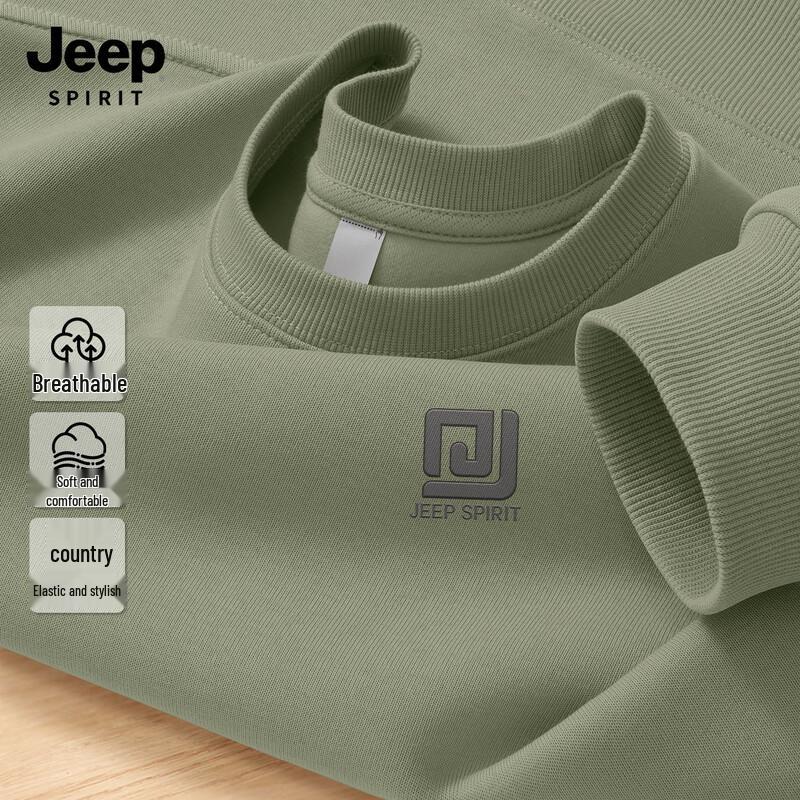 JEEP SPIRIT Men's Loose Fit Round Neck Pullover Sweatshirt