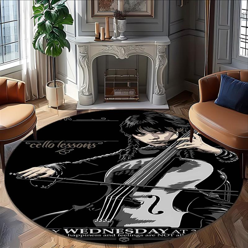 1pc Addams Family Wednesday3 Print Round Carpet Chair Round Carpet Suitable for Bedroom Living Room Home Decorative Carpet
