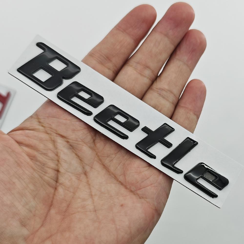 3D Metal Car Sticker Chrome Red Black Letters Logo Nameplate Beetle Emblem Rear Trunk Fender Badge For VW 1998 2005 Accessories