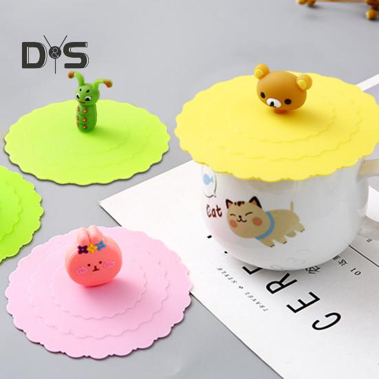 6Pcs Silicone Cup Lid Set Cute Animal Drink Covers Reusable Airtight Mug Cover for Hot/Cold Beverages Dustproof Leak-Proof Cup Sleeves