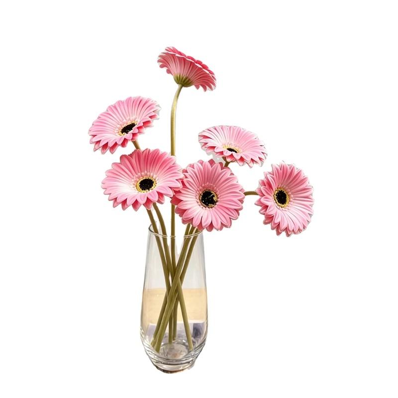 10pcs PU Gerbera Daisies Artificial Flowers Fake Sunflower Stems for Floral Arrangement