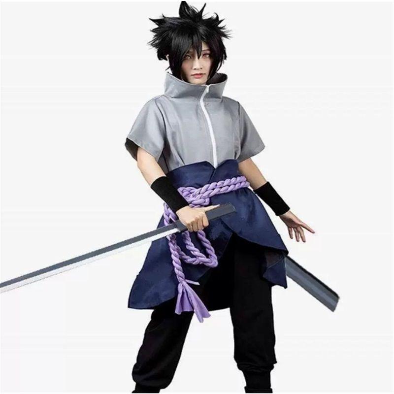 Anime Uchiha Sasuke Cosplay Kostým top kalhoty pásek Cos Konvent dárek pro dospělé Unisex verze