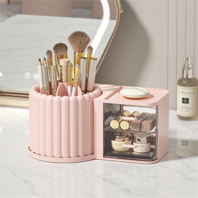 Large Capacity Rotating Pen Holder Desktop Drawer Makeup Organizer Stationery Box Case School Office Desk Storage Shelf