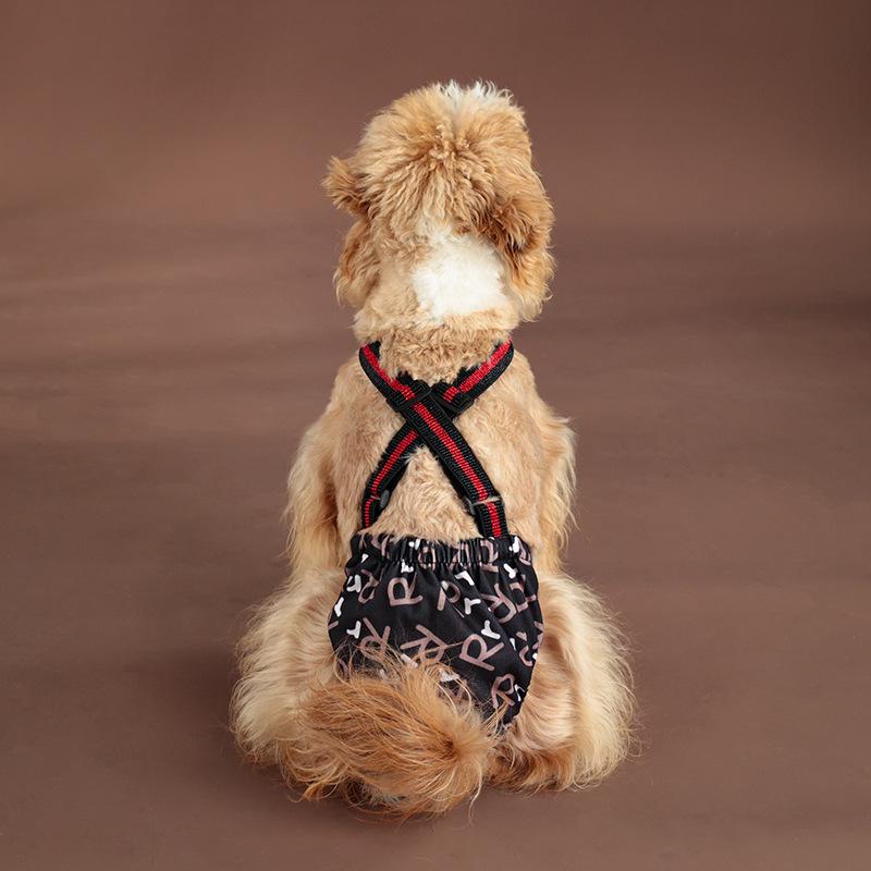 Large Dog Washable Menstrual Pants with Suspenders - Reusable and Safe Pet Physiological Wear.