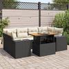 VidaXL Garden Lounge Set 7 Pcs with Cushions Black Wicker 3327339