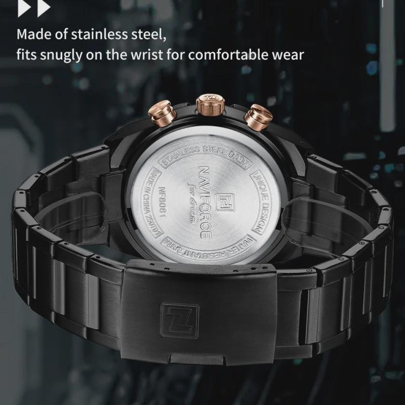 Mens Watches Stainless Steel Watch Waterproof Luxury Quartz Clock Chronograph Luminous Wristwatches Relogio Masculino