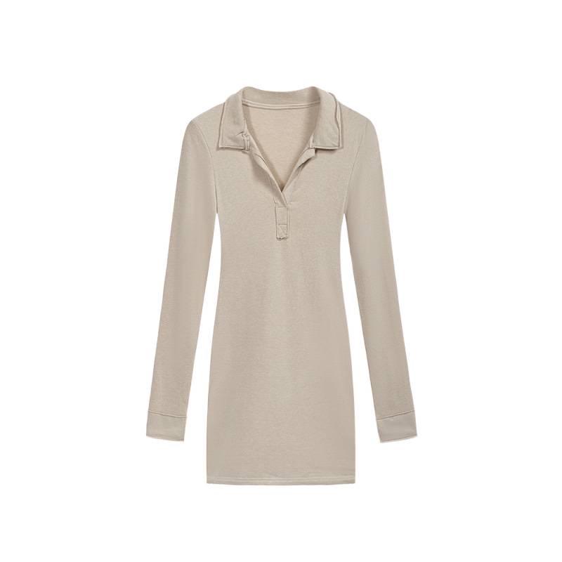 2026 Autumn/Winter V-Neck Slimming Long-Sleeve Dress: Feminine Hip-Hugging Short Skirt