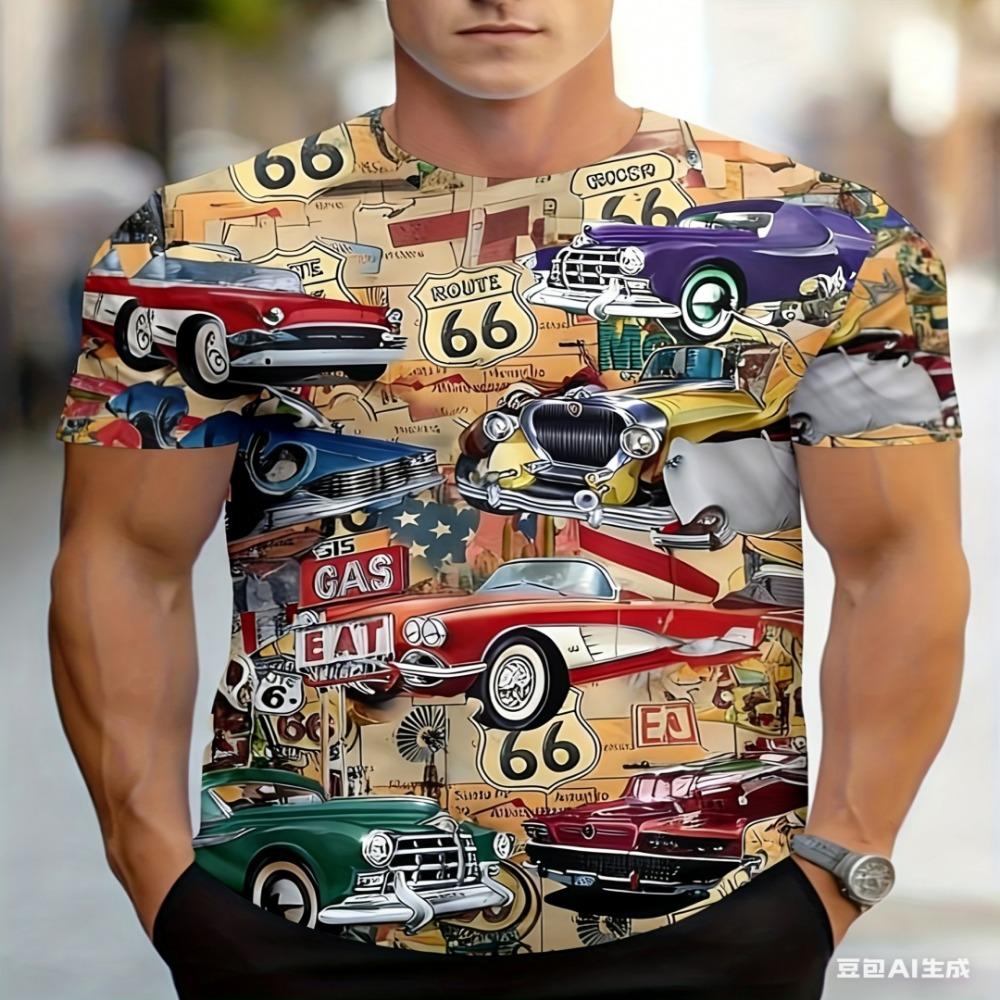 Men's Fashion Trend Casual Round-neck 3D Print T-shirt