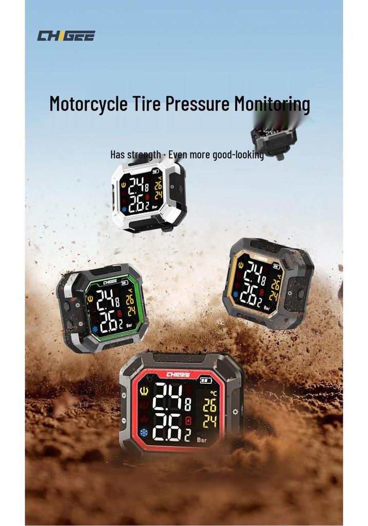 CHIGEE G3 Motorcycle Tire Pressure Monitor: Wireless, Built-in for Electric Vehicles