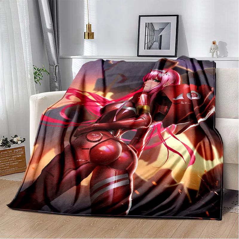 3D Sexy Girl Zero Two DARLING In FRANXX Soft Plush Blanket,Flannel Blanket Throw Blanket for Living Room Bedroom Bed Sofa Picnic